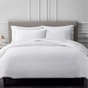 Aqua Knife Edge Egyptian Cotton Duvet Cover Sham Set Full Queen White